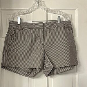J. Crew Tan and White Striped Women's Bermudas